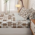 thumbnail image 5 of Manfei Modern Checkered Zipper Twin Comforter Sets with Fitted Sheet and 2 Pillowcases,Art Grid Zipper Bedding Set,Brown,Light Gray Reversible,4pcs, 5 of 8