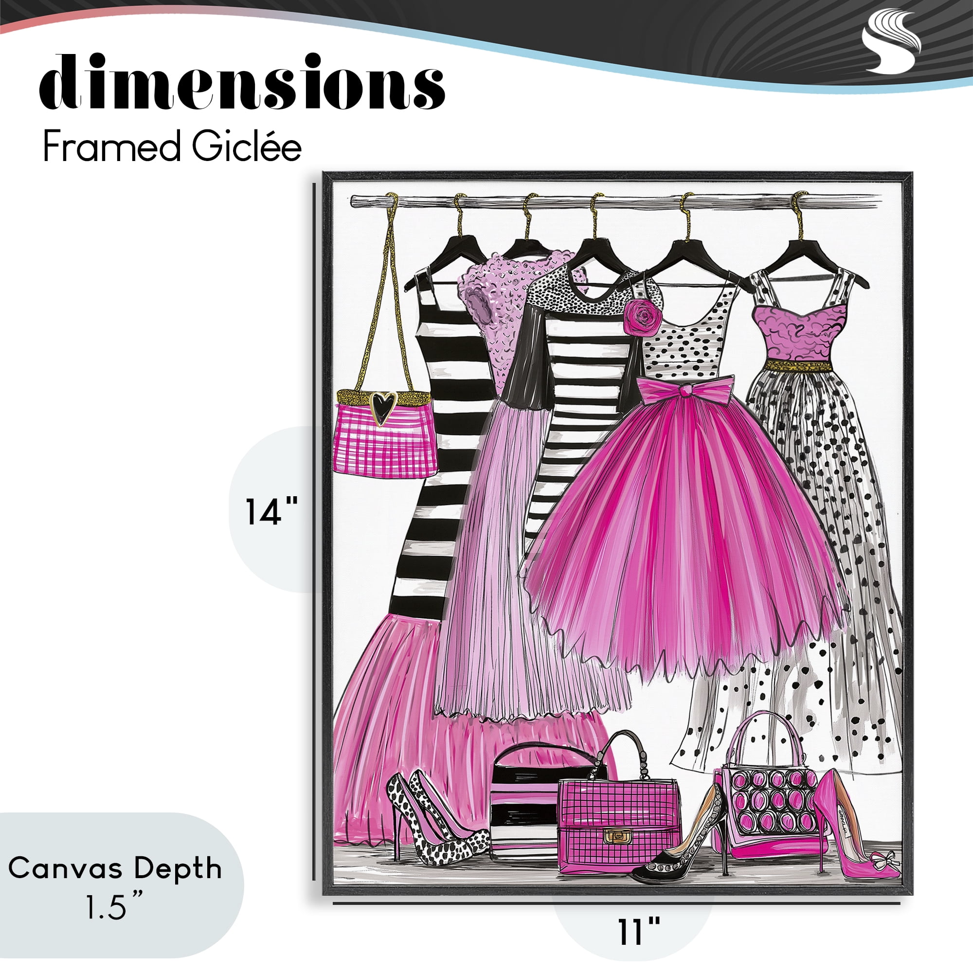 Stupell Industries Chic Pink Tulle Dresses Black Framed Giclee Art, design by Jess Stempel