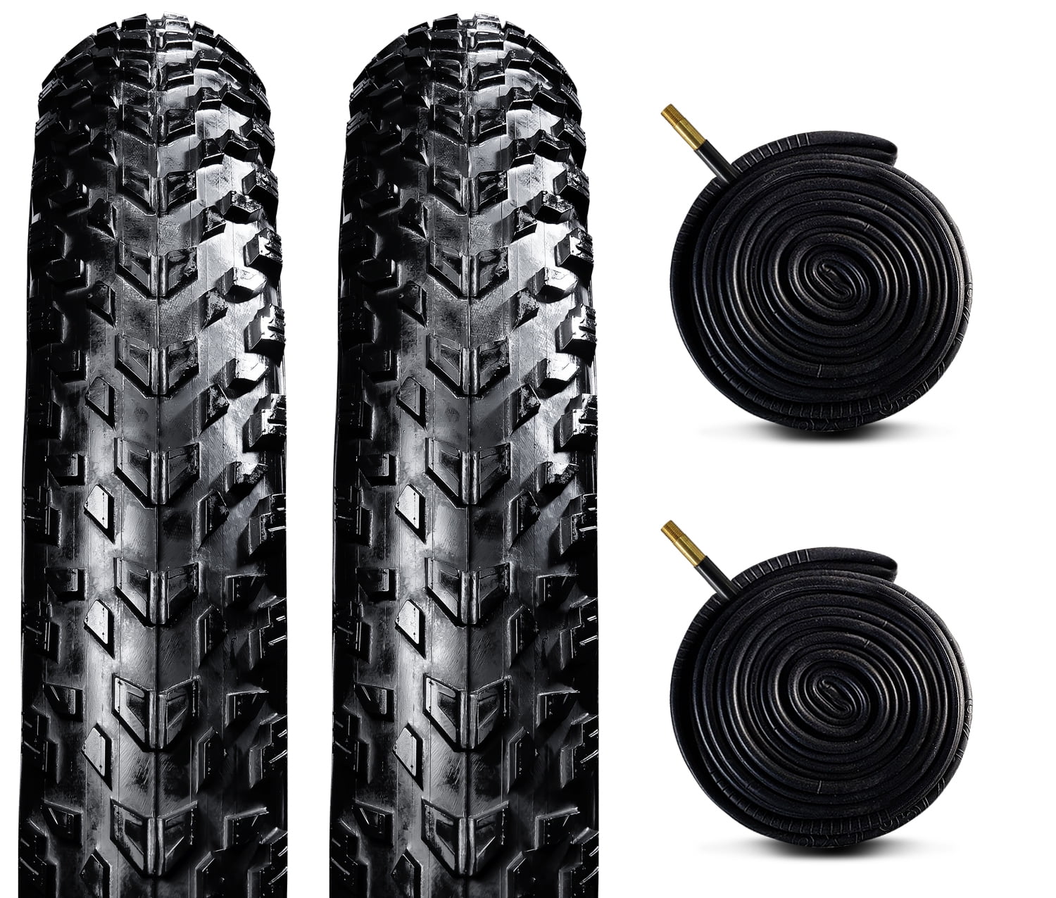 パターン 1パック26"Fat 26 x 4.0 AV 32 mmバルブ26 x 4.0マウンテンバイクFat Tire and Tube (Black) 対応 B0BGBP5645