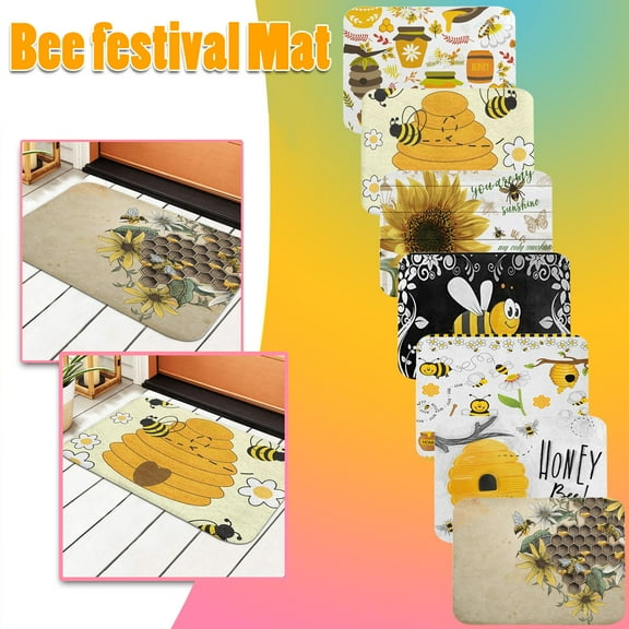 1Pc Door Mat Bee Festival Decoration Door Mat Anti-Slip Bottom Indoor Outdoor Carpet Carpet