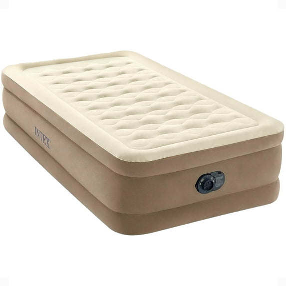 Open Box Intex Ultra Plush Fiber Tech Airbed Mattress with Built in Pump, Twin
