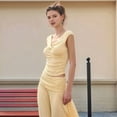 thumbnail image 6 of Maxi Skirt Set Women 2 Piece Outfits Sleeveless Top Maxi Skirt Solid Going Out Vacation Light Yellow M, 6 of 9