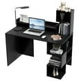 thumbnail image 1 of Gymax Bureau d'Ordinateur Moderne de 48 Pieds' Poste de Travail pour Bureau à Domicile avec Étagère Supérieure et Tablettes de Rangement Noir, 1 of 10