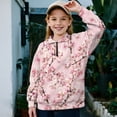 thumbnail image 2 of Uorisanigo Girls' 1/4 Zipper Sweatshirts Oversized Sweatshirts Casual Long Sleeve Workout Shirts Drop Shoulder Pink Cherry Blossom Jackets Hoodies Fall Clothes Size 7-8, 2 of 7
