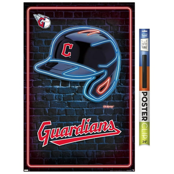 MLB Cleveland Guardians - Neon Helmet 23 Wall Poster, 22.375" x 34"
