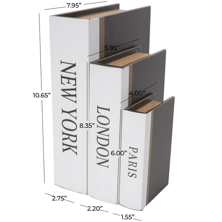 DecMode Wooden Decorative Box Set with Typography Storage Faux