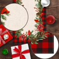 thumbnail image 4 of Christmas Cardinal Table Runner Buffalo Plaid Check Poinsettia Holly Xmas Winter Holiday Kitchen Dining Home Decorations (), 4 of 5