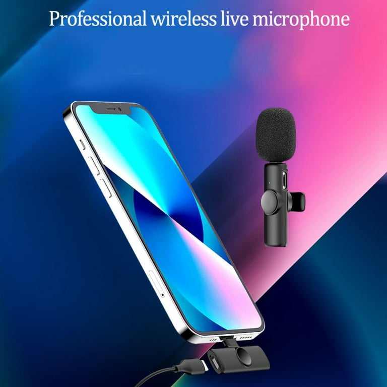 Wireless Lavalier Microphone Portable Audio Video Recording Mini Mic For  iPhone Android Facebook  Live Broadcast Gaming