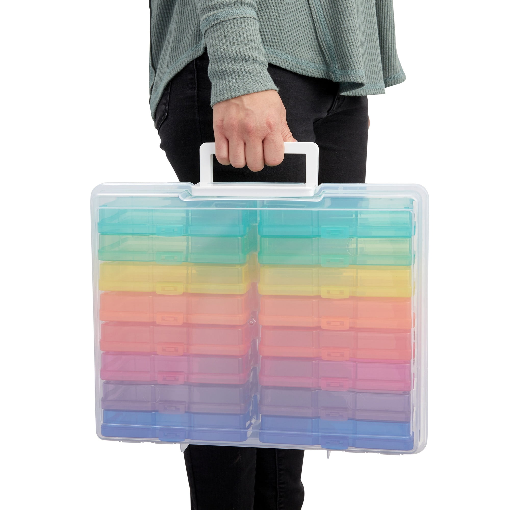 Large Carrying Case With 16 Storage Boxes, 4x6 Inch Photo Box, Plastic Storage  Box, Perfect For Storing Photos, Crafts, Jewelry, Beads, Pens, Stickers,  Home And Office Organization