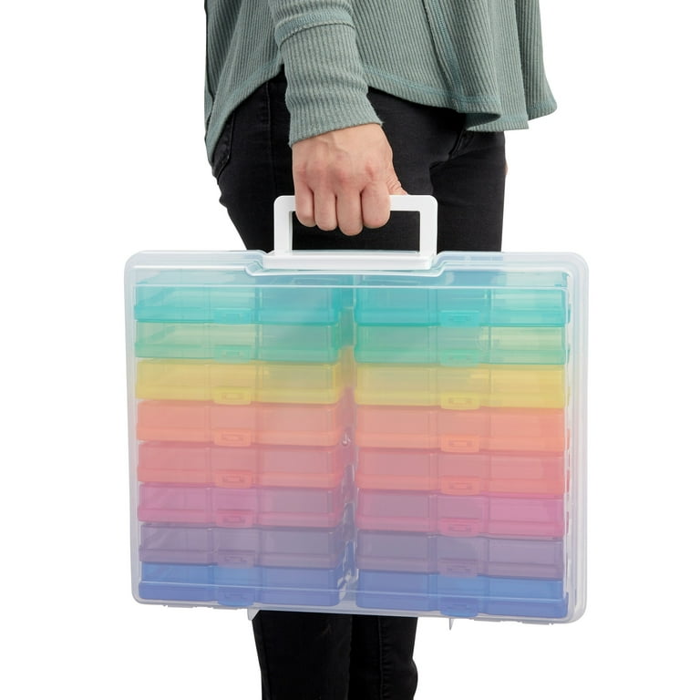 Photo Storage Boxes for Pictures with 40 Blank Labels, Rainbow