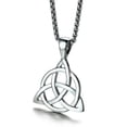 thumbnail image 4 of Vnox Triquetra Necklace, Silver Stainless Steel Celtic Knot Necklace for Men with 24" Rolo Chain, 4 of 7