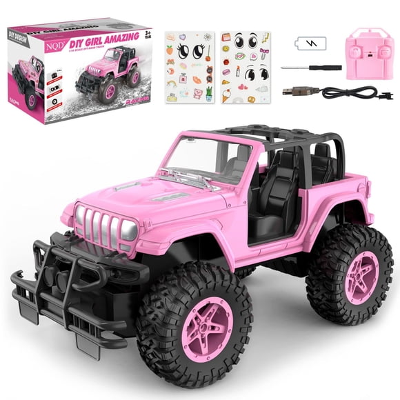 NQD Voiture Télécommandée, Voitures de Course RC Rechargeables avec Autocollants Échelle 1:16, 80 Min de Jeu, Camions Tout-Terrain 2.4Ghz Jouets Cadeaux pour Filles de 3 Ans