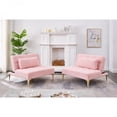 thumbnail image 4 of 71" Pink Teddy Fabric Convertible Futon Sofa Bed with Gold Metal Legs 3-Position Reclining for Living Room Guest Room, 4 of 15