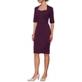 thumbnail image 4 of INSPIRE CHIC Women's Sheath Dresses with Belt Vintage Sweetheart Neck Pencil Dress XL Purple, 4 of 5