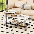 thumbnail image 4 of Costway Coffee Table Set of 2 2-Tier Rectangle Coffee Table and Side End Table White & Black, 4 of 11