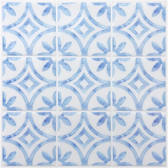 5 Sheets Peel and Stick Backsplash Tile, Self Adhesive Wall Tiles Blue and White Porcelain for Kitchen, Bathroom, Fireplace, RV Decor11.8" x 11.8"