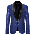 thumbnail image 2 of BADHUB Mens Sequin Blazer Sparkle Suit Prom Jacket Party Shiny Tuxedo Banquet Celebration Fashion Sport Coat Dark Blue XXL, 2 of 8