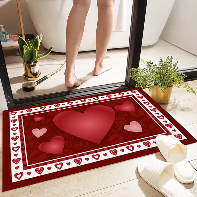 Felpudo para el día de San Valentín Fiudx Alfombra de baño súper absorbente