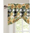 thumbnail image 3 of Tie Up Valance Curtain for Kitchen, Green Gnome Sunflower Butterfly Rod Pocket Short Curtains Adjustable Tie-Up Shade Valances, Black Plaid Lattice Window Treatment for Bathroom Living Room Bedroom, 3 of 7