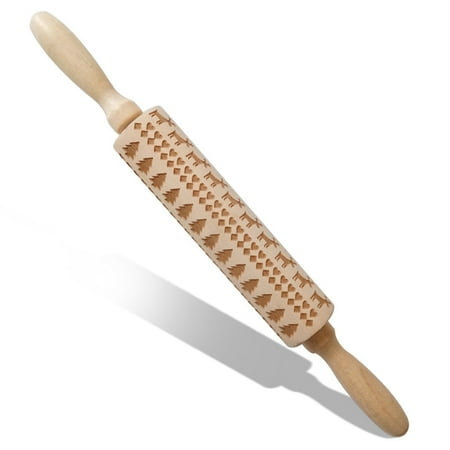 

Freestyle Nok Rolling Pin Wooden Christmas Printed Stick 3D Holiday Xmas Cookie Dough Art Craft Tool JM001678