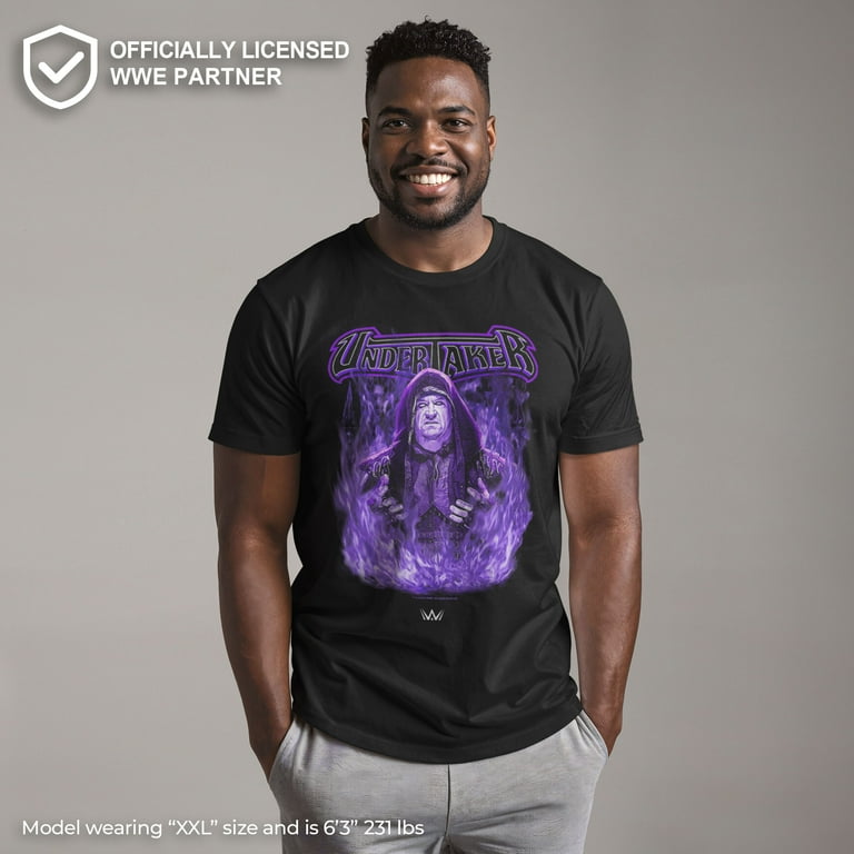 WWE, Men's Graphic T-Shirt, Undertaker Purple Flames, Medium