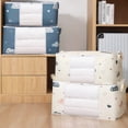 thumbnail image 3 of Bolsa de clasificación de ropa, gran capacidad, plegable, estampado, organizador de mantas, ordenado, Visible, para el hogar, a prueba de Almacenamiento y organización del hogar Azul oscuro/55*35*25. Injueey HA066833-01, 3 of 6