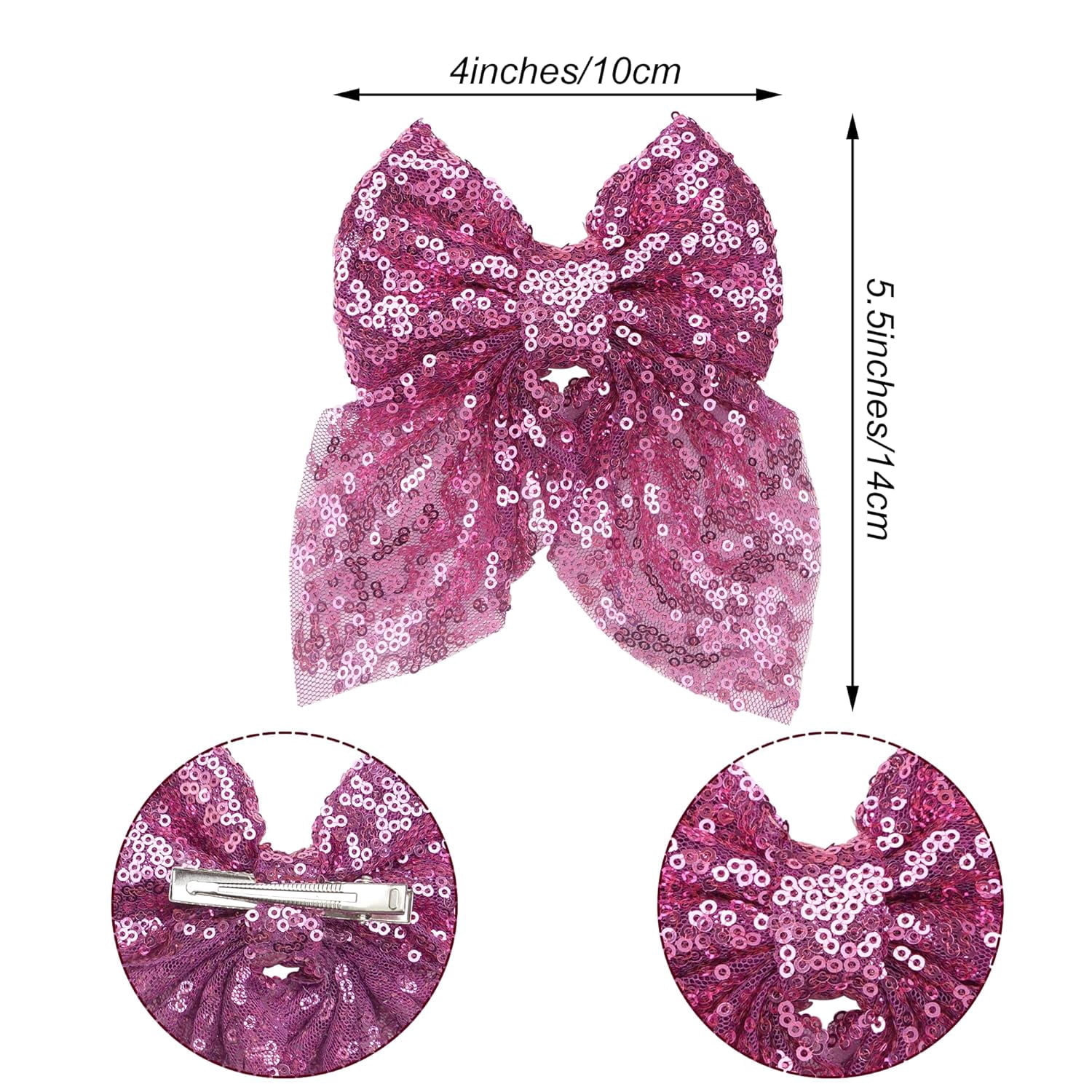 15PCS Sparkly Glitter Sequin Hair Bows for Girls Toddlers Kids Children Teenage