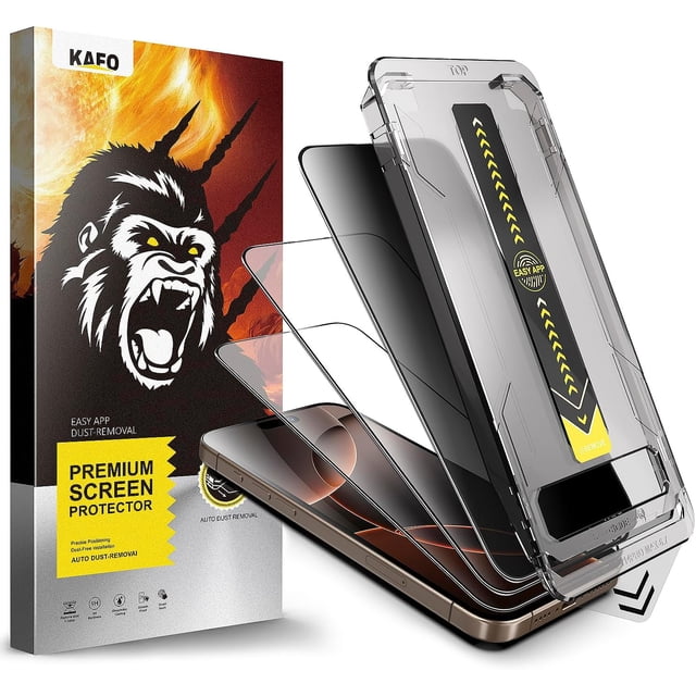 3 Pack Screen Protector for 16pro max,1x Privacy + 2x HD Tempered Glass 9H+ Hardness Shatterproof Film, Anti-Fingerprint Easy Installation Tool Kit