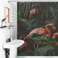 thumbnail image 4 of Green Leaves And Flamingos Shower Curtain for Bathroom with 12Hooks, Polyester Fabric Thick Shower Curtain Washable Waterproof Curtain, 4 of 8