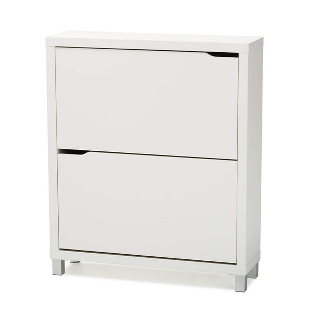 Simms 2 Storage Modern Shoe Cabinet, Baxton Shoe Cabinet White
