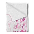 thumbnail image 2 of Rose Soft Flannel Fleece Blanket, Swirling Leaves with Blossoms and Butterflies Dreamlike Natural Composition, Cozy Plush for Indoor and Outdoor Use, 70" x 90", Rose Pink and Magenta, by Ambesonne, 2 of 5