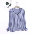 thumbnail image 1 of Ailaofu Women's Casual Modal Pullover Sweatshirts V Neck Comfort Active T-Shirt Tops, 1 of 4