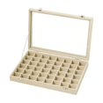 thumbnail image 4 of Organizador de joyas portátil y versátil con 48 compartimentos. Contenedor para regalos. Beige, 4 of 9