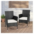 thumbnail image 2 of Rattan Patio Chairs Set of 2, Wicker Outdoor Dining Armchairs, Cushioned Porch Chairs for Balcony, Garden, Weather Resistant, 2 of 3