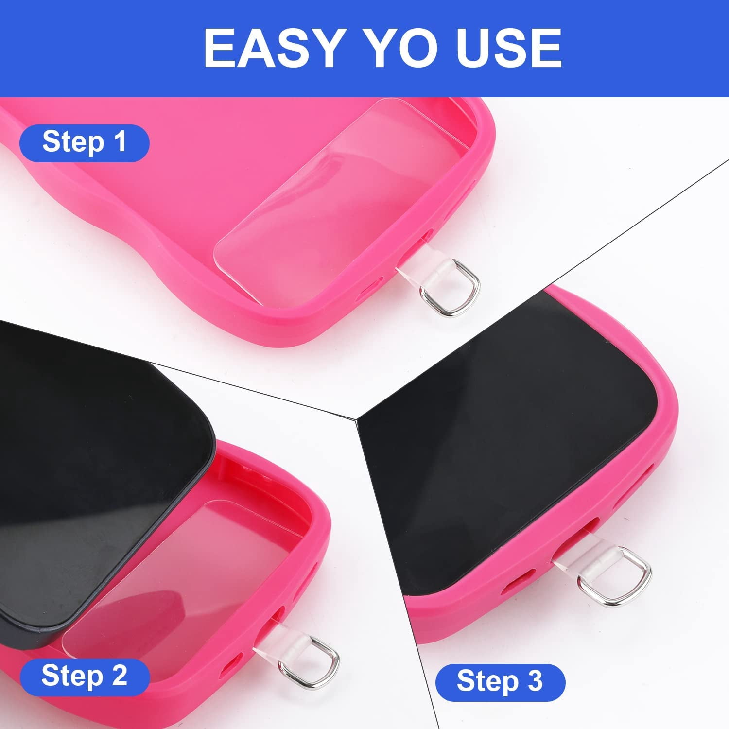 Sinmoe 24 Pcs Phone Lanyard Tab Universal Phone Tether Patches TPU Replacement Patches Compatible Telephone Case Cell Smartphone Case Safety Lanyard Non Adhesive - View #8