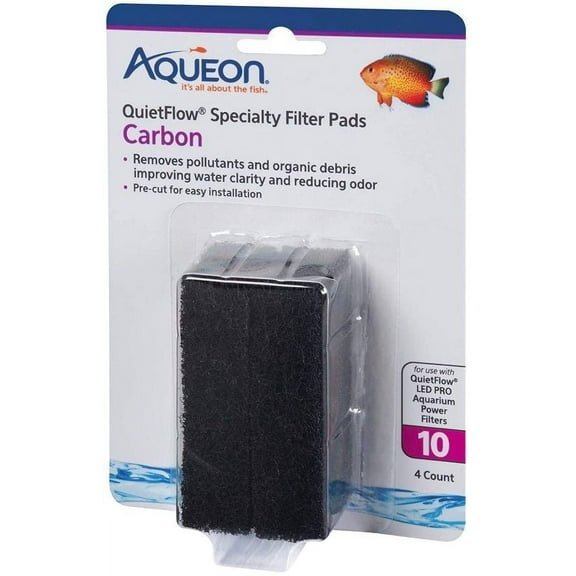 Aqueon Carbon for QuietFlow LED Pro 10 [Aquarium, Filter Pads] 4 count