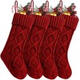 thumbnail image 1 of Medias navideñas Husfou de 45 cm (paquete de 4), grandes, tejidas con cable, para decorar fiestas familiares en interiores., 1 of 8