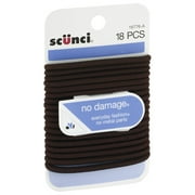 Scunci No Damage Large Hair Elastic, Brown 18 ea (Pack of 4)