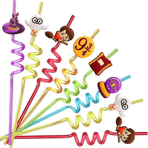 24pcs Wizard Party Straw Wizard Birthday Party Supplies Drinking for Wizard Magical Party Favors Goodie Bag Stuffers