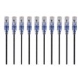 thumbnail image 1 of Monoprice SlimRun - Patch cable - RJ-45 (M) to RJ-45 (M) - 1 ft - 0.1 in - UTP - CAT 6a - booted, snagless, stranded - black (pack of 10), 1 of 5