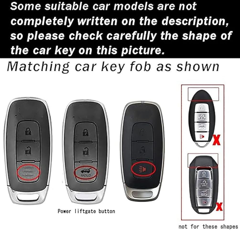 3-button Key Holder Silver Edge TPU Key Fob Cover Fit for Nissan Teana Pathfinder Kicks X-Trail Rogue 2023 Remote