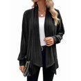 thumbnail image 2 of Women'S Cardigan Long Sleeve Asymmetrical Knit Open Front Cardigan Outwear Black S, 2 of 8