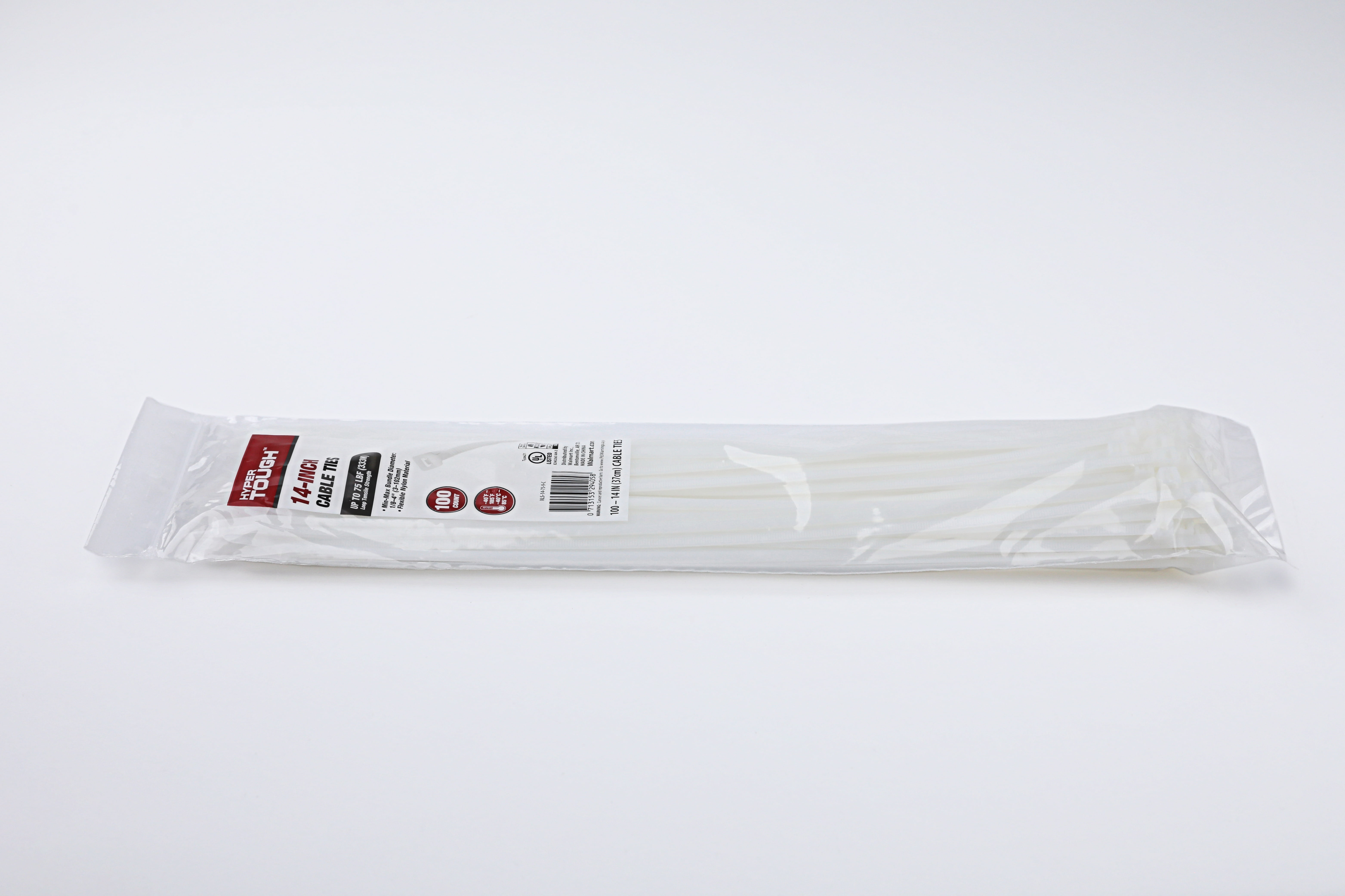 Hyper Tough 14inch Cable Tie Natural 100Pcs