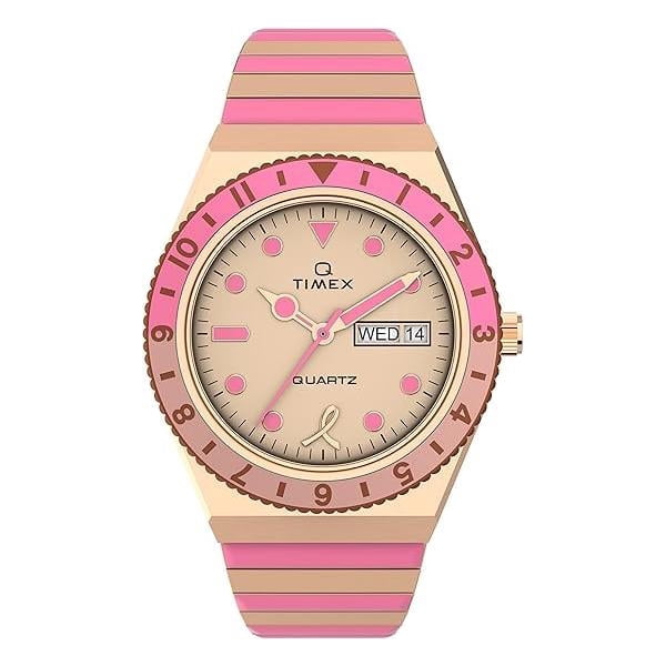 Timex TW2V52700 Women's Q x BCRF TT Pink, Rose Gold Bracelet Watch