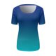 thumbnail image 3 of Gibobby Playera Termica Para Mujer Camisa de punto ajustada de manga corta con cuello redondo para mujer, camisetas ajustadas básicas, camisetas de verano con degradado Henley（Azul， L), 3 of 4