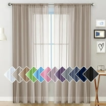 Bxaolu Semi Sheer Curtains 84 Inches Long, Light Filtering Drapes with Rod Pocket, Lightweight Window Treatments for Living Room Bedroom Decor, 52 X 84 Inch，2 Panels, Khaki
