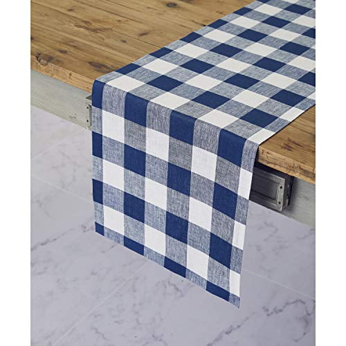 Natural & White 14 x 19 Inch Tablemat for Dinner Solino Home 100% Pure Linen Buffalo Check Placemats European Flax Plaid Placemats Set of 4