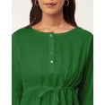 thumbnail image 5 of Moomaya Solid Tie-Up Tops For Women, Quarter Sleeves Round Neck Casual Viscose Top, 5 of 6
