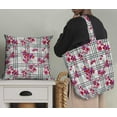 thumbnail image 5 of Soimoi White Modal Satin Fabric Check & Floral Print Fabric by the Yard 42 Inch Wide, 5 of 5