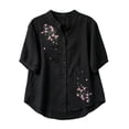 thumbnail image 4 of Business Casual Outfits for Women Solid Color V Neck Embroidered Casual Shirt Top Womens Fashion Clothing, 4 of 4